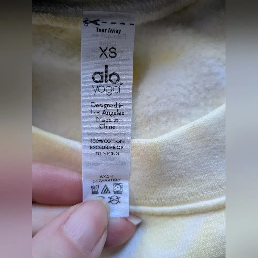 ALO Yoga Yellow Tie-Dye Cropped Hoodie